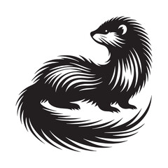 Defined mink silhouette vector perfect for high-contrast digital designs – mink silhouette – mink vector – mink illustration – silhouette of mink – mink icon

