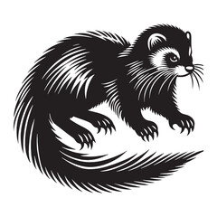 Artistic mink silhouette vector ideal for custom illustrations and logos – mink silhouette – mink vector – mink illustration – silhouette of mink – mink icon

