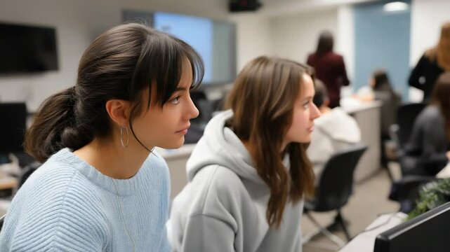 Aspiring filmmakers passionately discuss and critique a short film in a dynamic classroom setting.