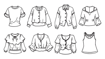 Blouse Line Art Drawing Inspired by Classic Chic Fashion Trends