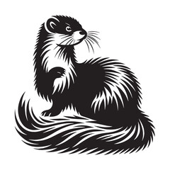 Detailed mink silhouette vector ideal for high-quality vector art and digital graphics – mink silhouette – mink vector – mink illustration – silhouette of mink – mink icon


