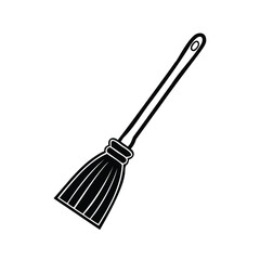 Silhouette of a duster with a long handle