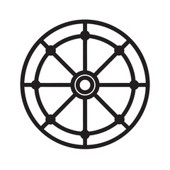 Obraz premium Spiritual dharma wheel icon vector outline