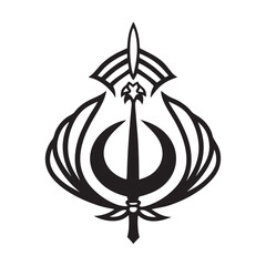 Khanda sikhism sacred icon black silhouette