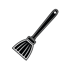 Silhouette of a duster with a long handle