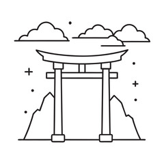 Torii gate traditional entrance symbol outline