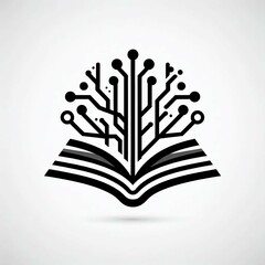 Digital Knowledge Circuit Board Tree Grows From Open Book