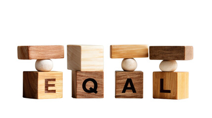 Equality Symbol: Crafted from wooden blocks, the word "EQUAL" stands as a visual metaphor for balance and fairness.