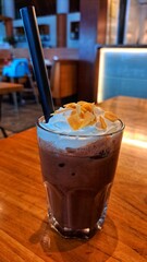 Iced Mocha with Whipped Cream and Almonds