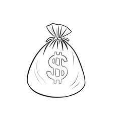 Money bag filled with cash on a plain background, symbolizing wealth and finance concepts in a minimalist style