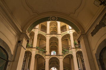 Scenic courtyard of the baroque palace 