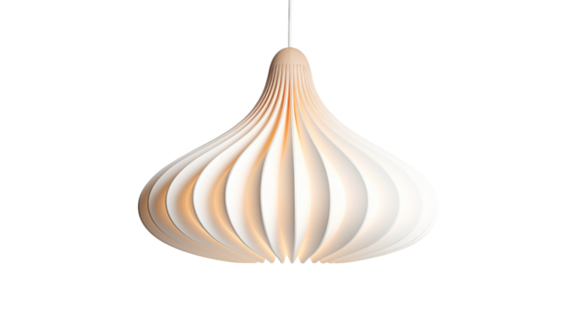 A modern pendant lamp with layered design isolated on transparent background	