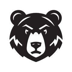 Abstract Bear Head Illustration with Symmetrical Bold Lines