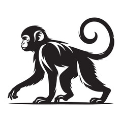 Iconic monkey silhouette vector with sharp edges ideal for logo design – monkey silhouette – monkey vector – monkey illustration – silhouette of monkey – monkey icon

