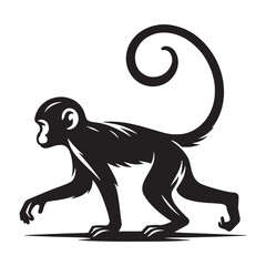 Simple yet expressive monkey silhouette vector for professional design work – monkey silhouette – monkey vector – monkey illustration – silhouette of monkey – monkey icon

