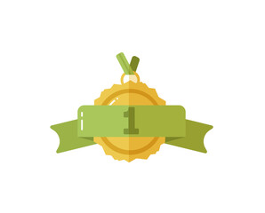 png trophy emblem design with ribbon gold medal winner vector cup champion insignia object graphic set reward badge success achievement isolated first prize star honour

