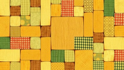 Colorful, Geometric Pattern of Wooden Blocks