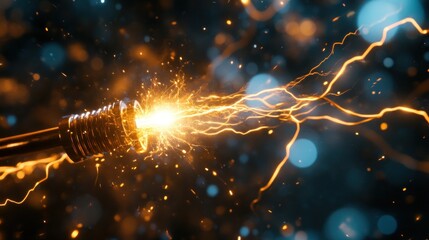 Golden energy rod emitting sparks