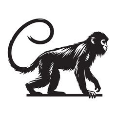 Refined monkey silhouette vector with crisp outlines perfect for logo creation – monkey silhouette – monkey vector – monkey illustration – silhouette of monkey – monkey icon

