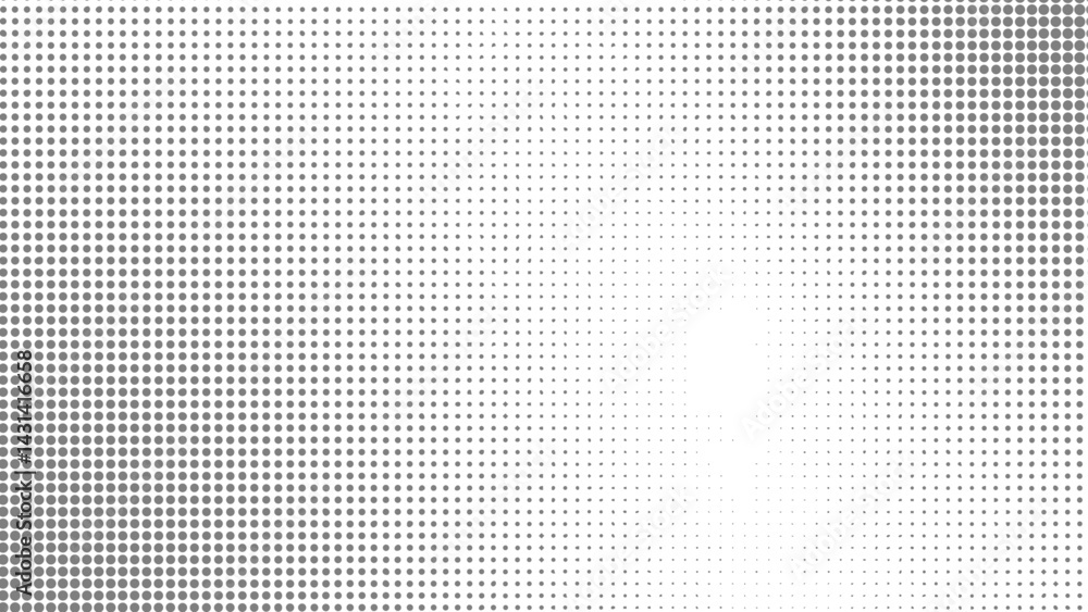 Poster halftone dot rectangle gradient texture vector set with transparent background, black and white retr
