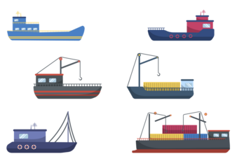png cargo ship illustration with container shipping freight boat global transportation sea export ocean delivery maritime dock marine business vessel industry vector logistic

