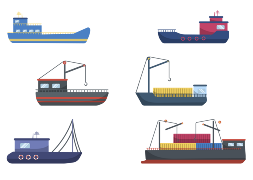 png cargo ship illustration with container shipping freight boat global transportation sea export ocean delivery maritime dock marine business vessel industry vector logistic

