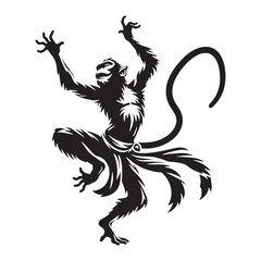 Sleek monkey silhouette vector with defined edges for modern branding – monkey silhouette – monkey vector – monkey illustration – silhouette of monkey – monkey icon

