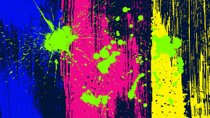 Dark grunge background with reflective brush strokes and green drops scattered throughout.