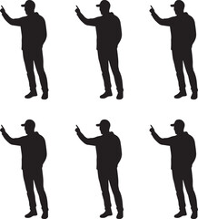 Silhouette of a men gesturing with his hand vector illustration. 