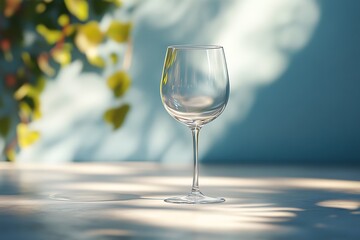 Floating crystal wine glass mockup in bright