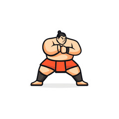 Powerful Sumo Wrestler Ready to Fight - Cartoon Illustration