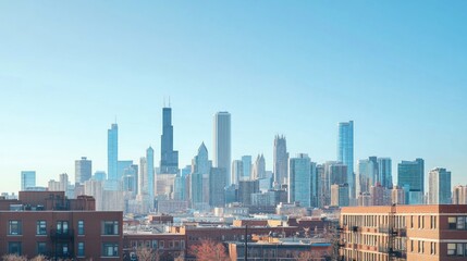 Fototapeta premium Panoramic city skyline view. Vast urban landscape