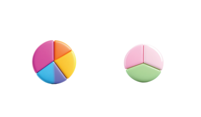 3D Pie Charts isolated 