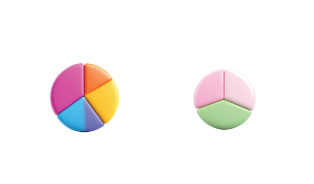 3D Pie Charts isolated 