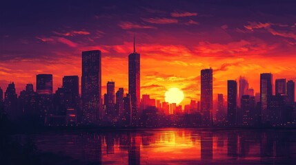 Fototapeta premium Cityscape Sunset