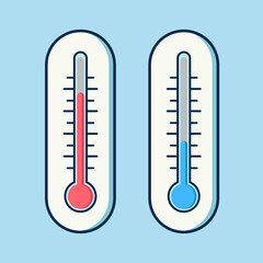 Thermometer With Red And Blue Colors, Flat Vector Illustration