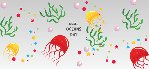 World Ocean Day Marine Life Awareness Illustration