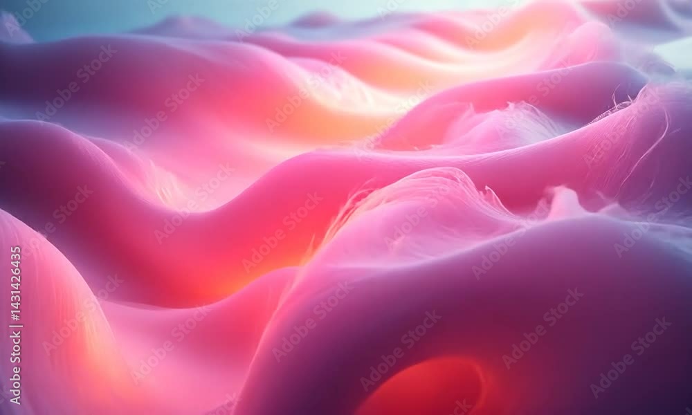 Poster abstract representation of vibrant waves with glowing colors in a serene background