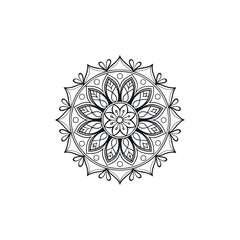 Black silhouette mandala vector abstract floral design