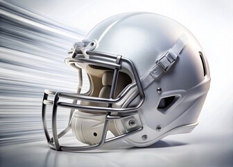 Fototapeta premium American Football Helmet Mockup: Long Exposure White Helmet Isolated on White Background