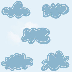 A set of cloud vector Hand drawn illustration