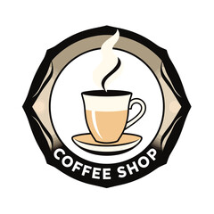 Coffee shop logo design cafe branding illustration beverage drink hot espresso cappuccino mocha latte art