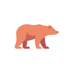 Flat vector illustration of a walking bear in minimalist style, ideal for wildlife themes, educational content, childrens books, and graphic design use.