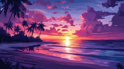 Tropical sunset beach paradise