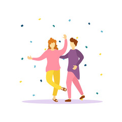 png dancing team of cheerful people in modern style vector flat illustration concept happiness joy lifestyle enjoy character trendy expression success party fun together

