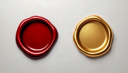 Sealing Wax Mockups Red and Gold Close Up on White Background