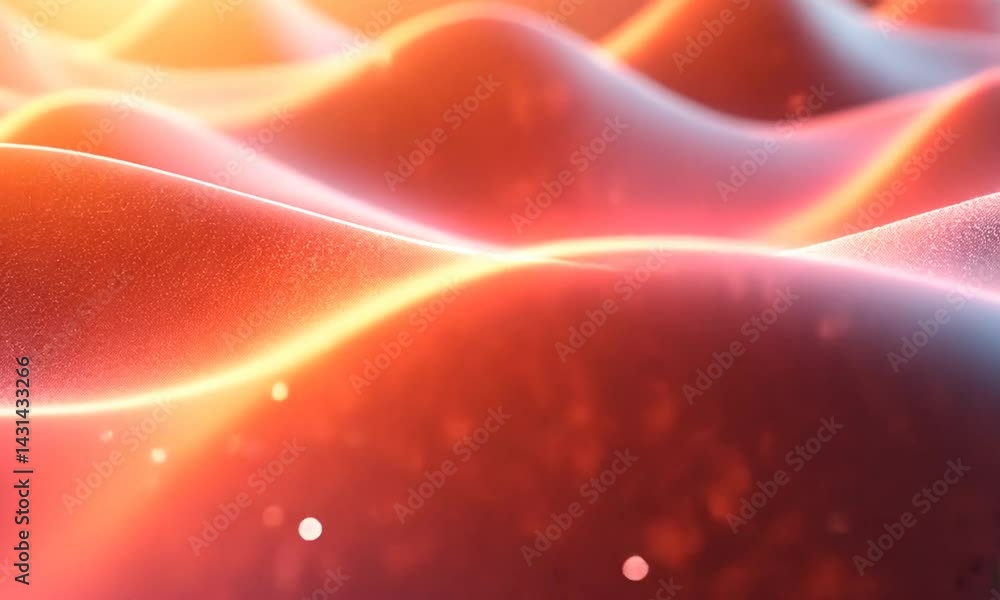 Aufkleber abstract wavy landscape with glowing particles, creating a serene and dreamy background