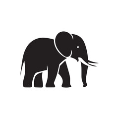 Fototapeta premium Vector elephant in a black silhouette against a white background