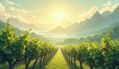 Naklejka premium sunset in the mountains