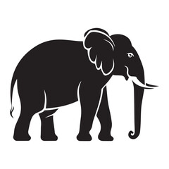 Fototapeta premium Vector elephant in a black silhouette against a white background